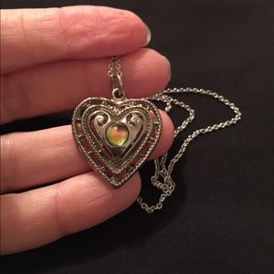 Silver Heart Necklace with Colored Ball🧡